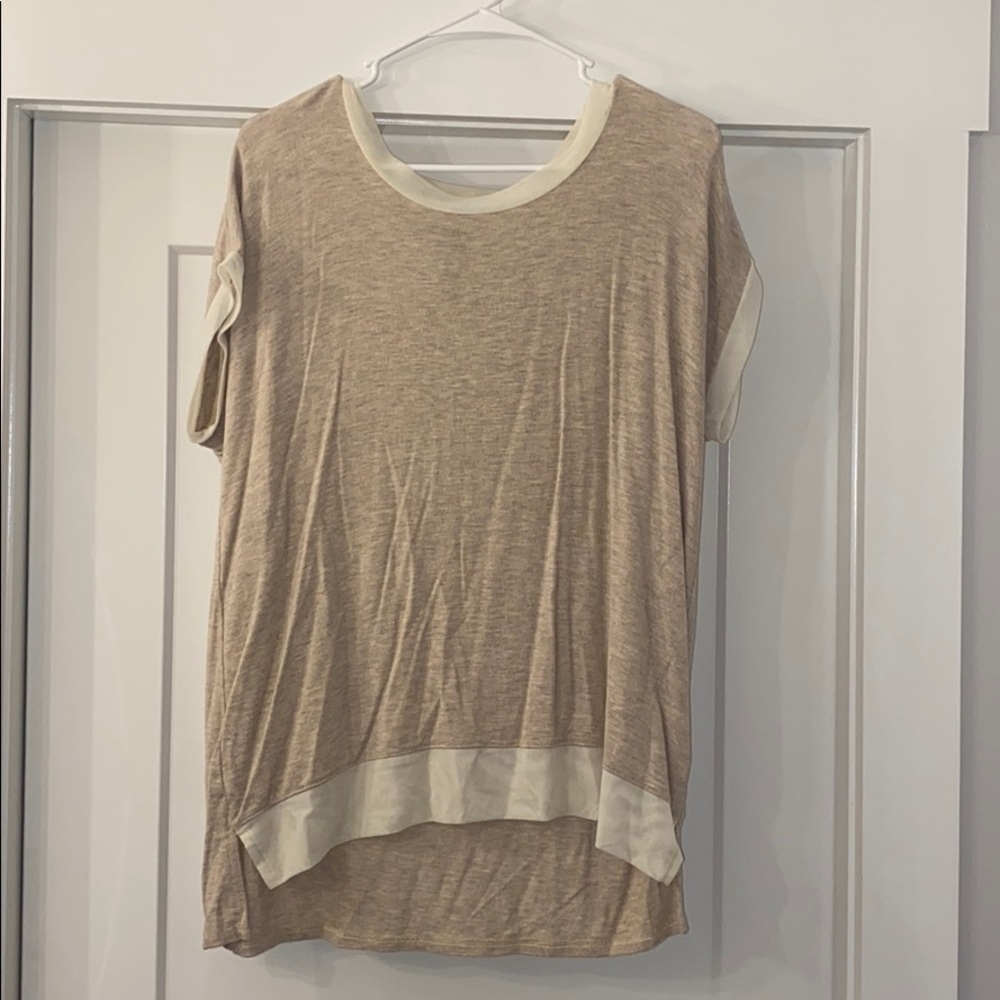 Bobeau Cream Short Sleeve Top